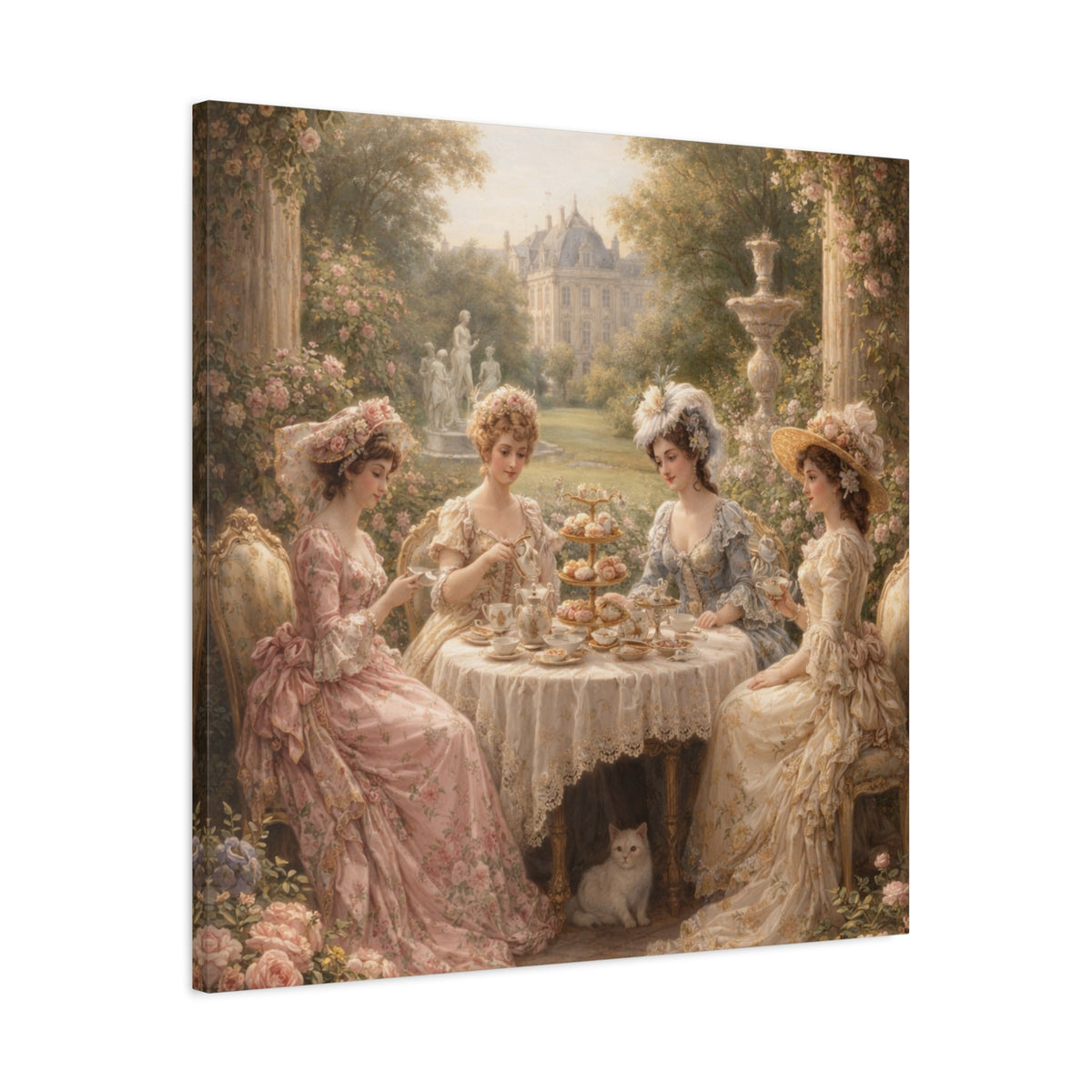 Victorian Ladies Tea Party Canvas Wall Art Print, Feminine Wall Hanging Decor, Vintage 1800's Ladies, Home Decor, Gift for Her, Elegant Art