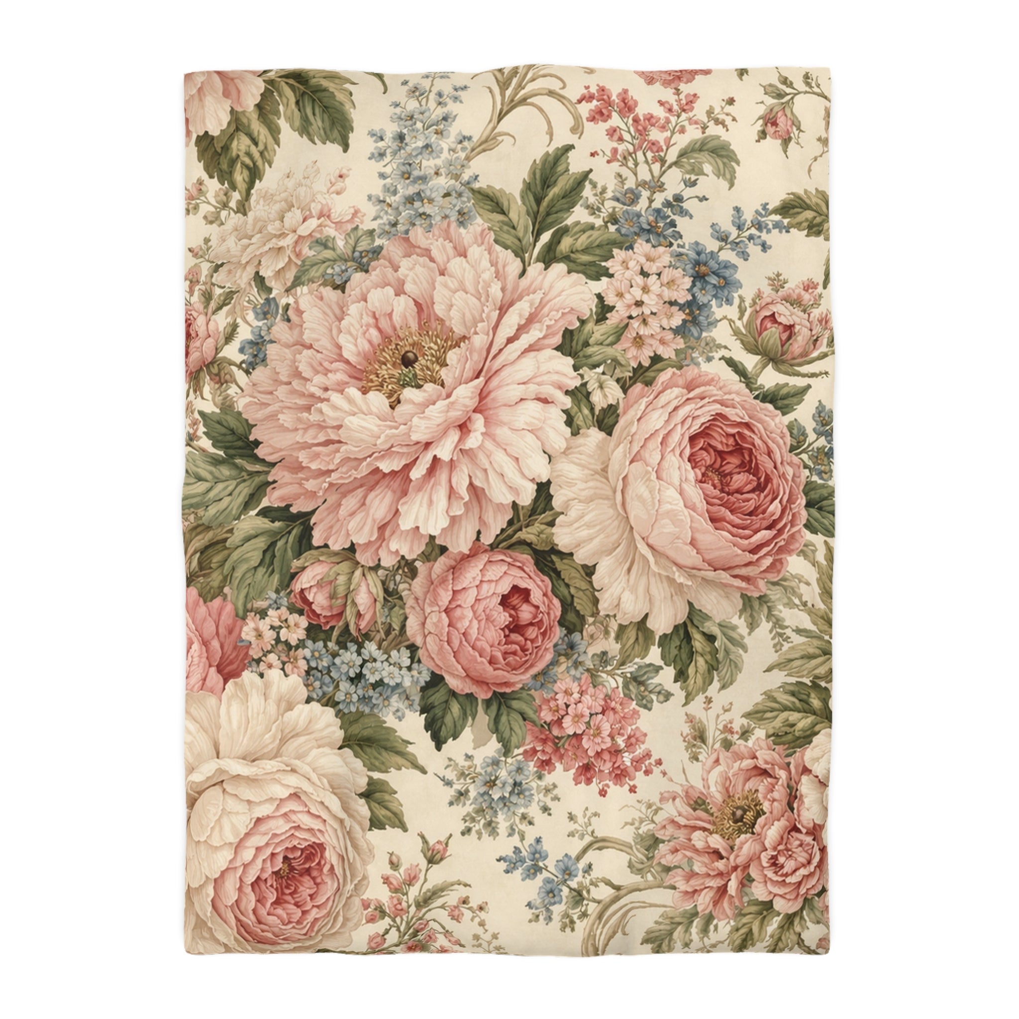 Chateaucore Soft Pink Peonies Roses Duvet Cover Set Floral Vintage Style Bedding Shabby Chic Victorian Queen King Twin French Romantic Bed