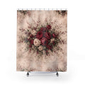 Burgundy Rose Memory Foam Bathmat, Floral  Shower Curtain, French Country Chateaucore Victorian Shabby Chic Romantic Decor
