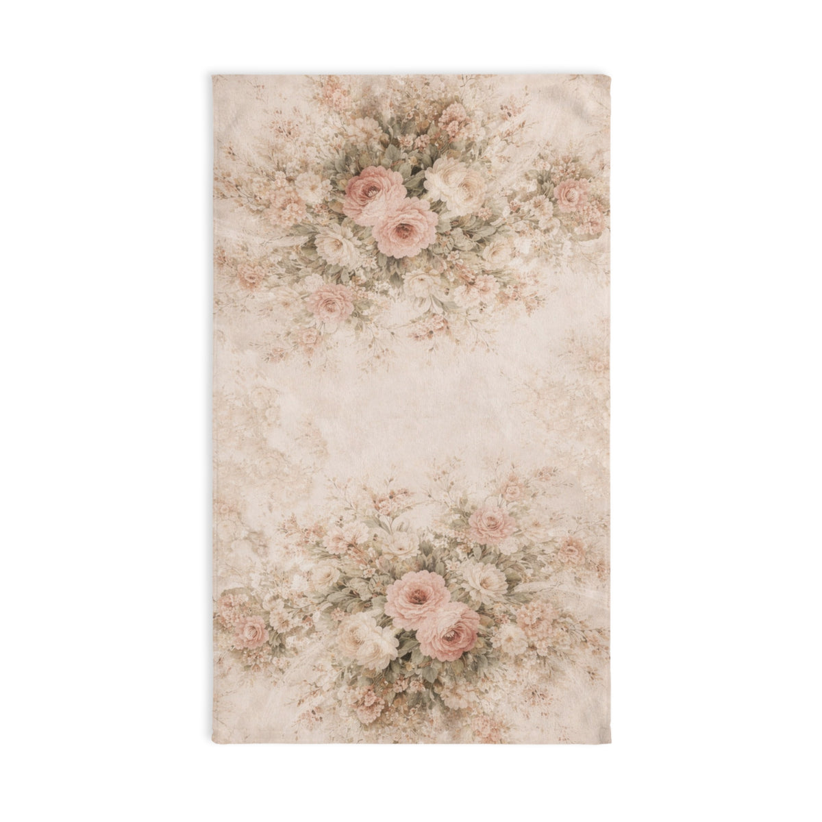 Romantic Blush Rose Garden Hand Hair Towel, Vintage French Country Floral Cloth, Shabby Chic Victorian Chateaucore Bathroom Kitchen Decor
