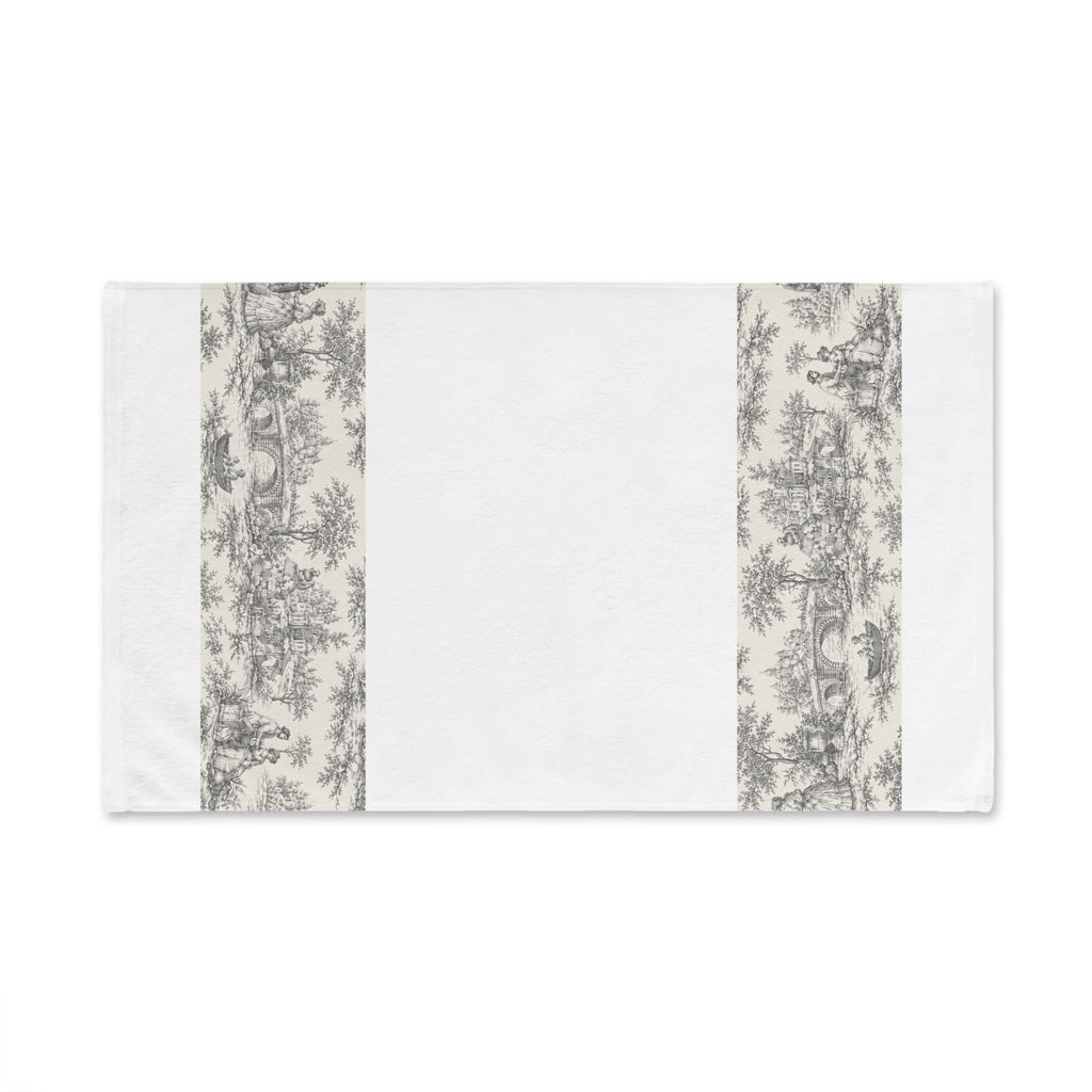 Nickel Gray and White Toile de Jouy Hand Towel, French Country Bathroom Decor, Victorian Shabby Chic Wedding Gift
