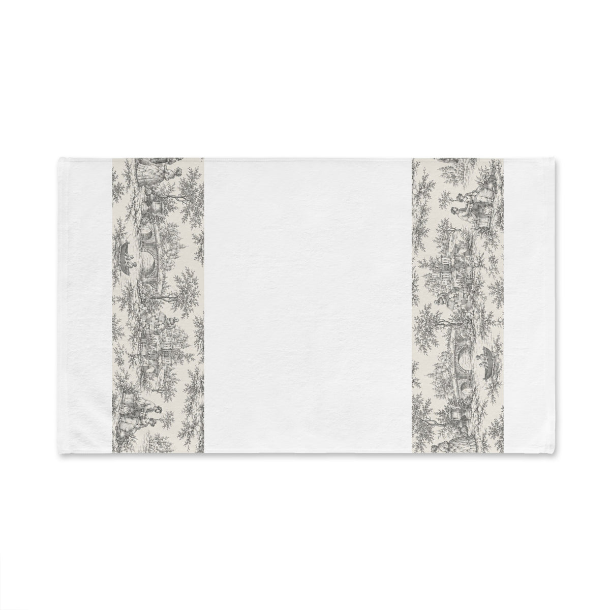 Nickel Gray and White Toile de Jouy Hand Towel, French Country Bathroom Decor, Victorian Shabby Chic Wedding Gift