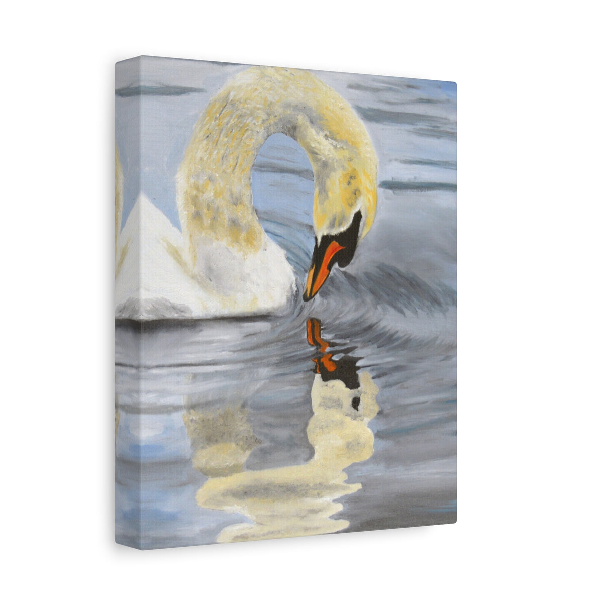 Swan Reflection Art Canvas Print, Elegant Wall Art, French Country Shabby Chic Decor, Nature Bathroom Decor, Bird Watcher Gift