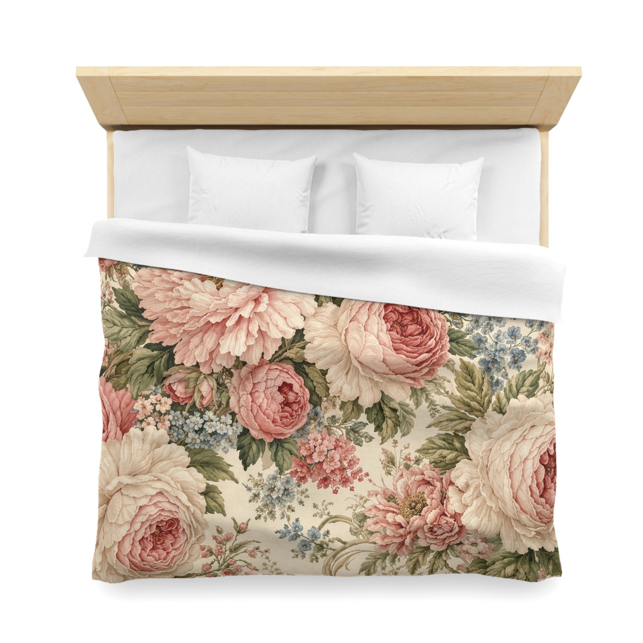 Chateaucore Soft Pink Peonies Roses Duvet Cover Set Floral Vintage Style Bedding Shabby Chic Victorian Queen King Twin French Romantic Bed