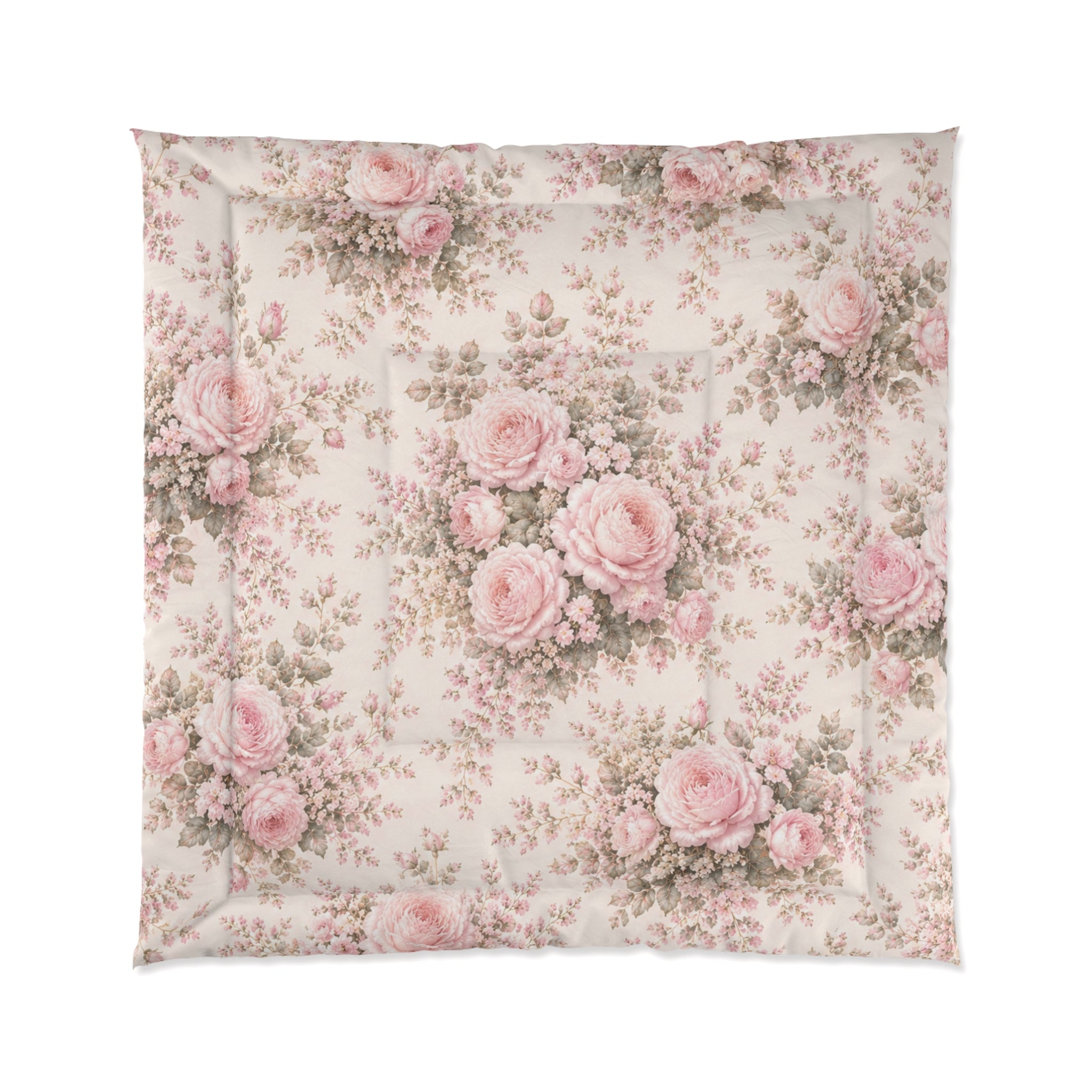 Blush Peony Floral Comforter Bedding Shabby Chic Chateaucore Victorian French Cottagecore Queen King Twin Size Decor Wedding Bed Spread Gift