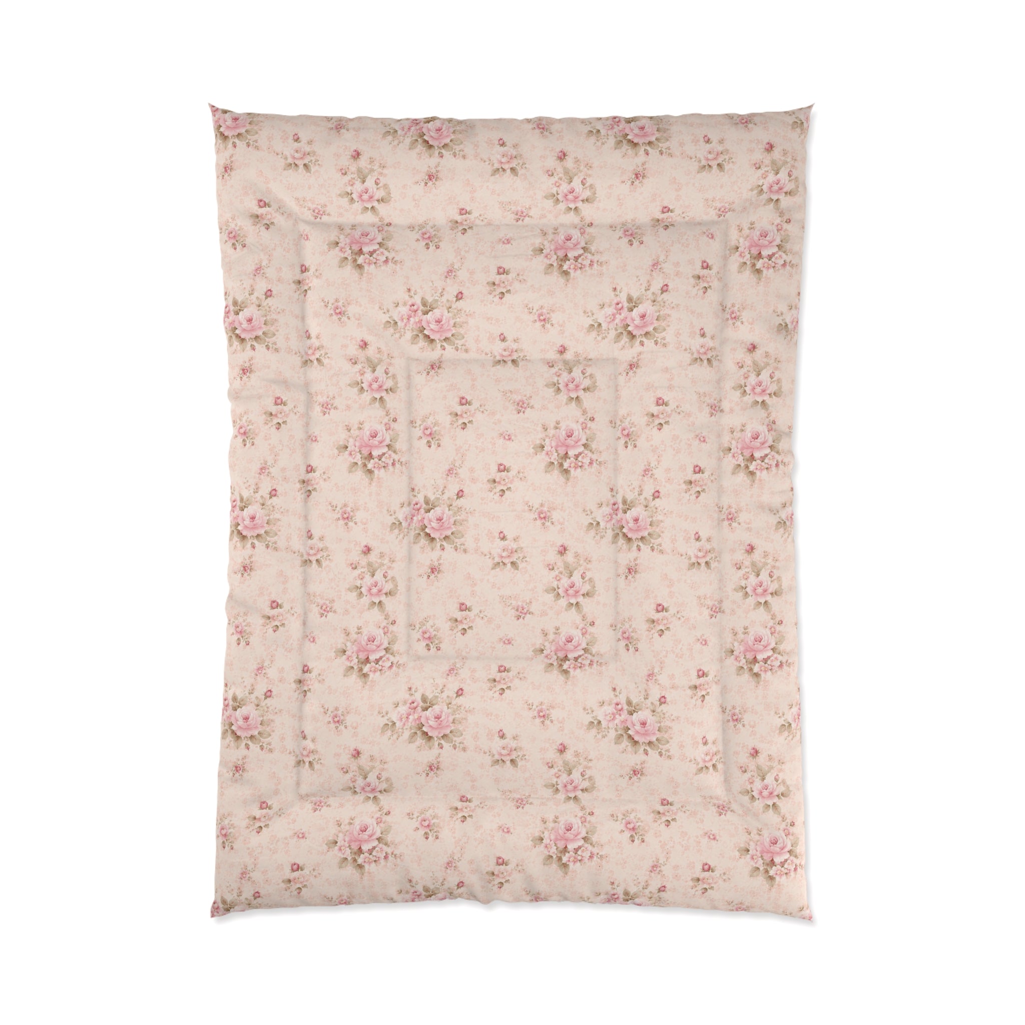 Chateaucore Pink Rose Bunches Comforter Set Floral French Country Bedding Shabby Chic Romantic Victorian Queen King Twin Size