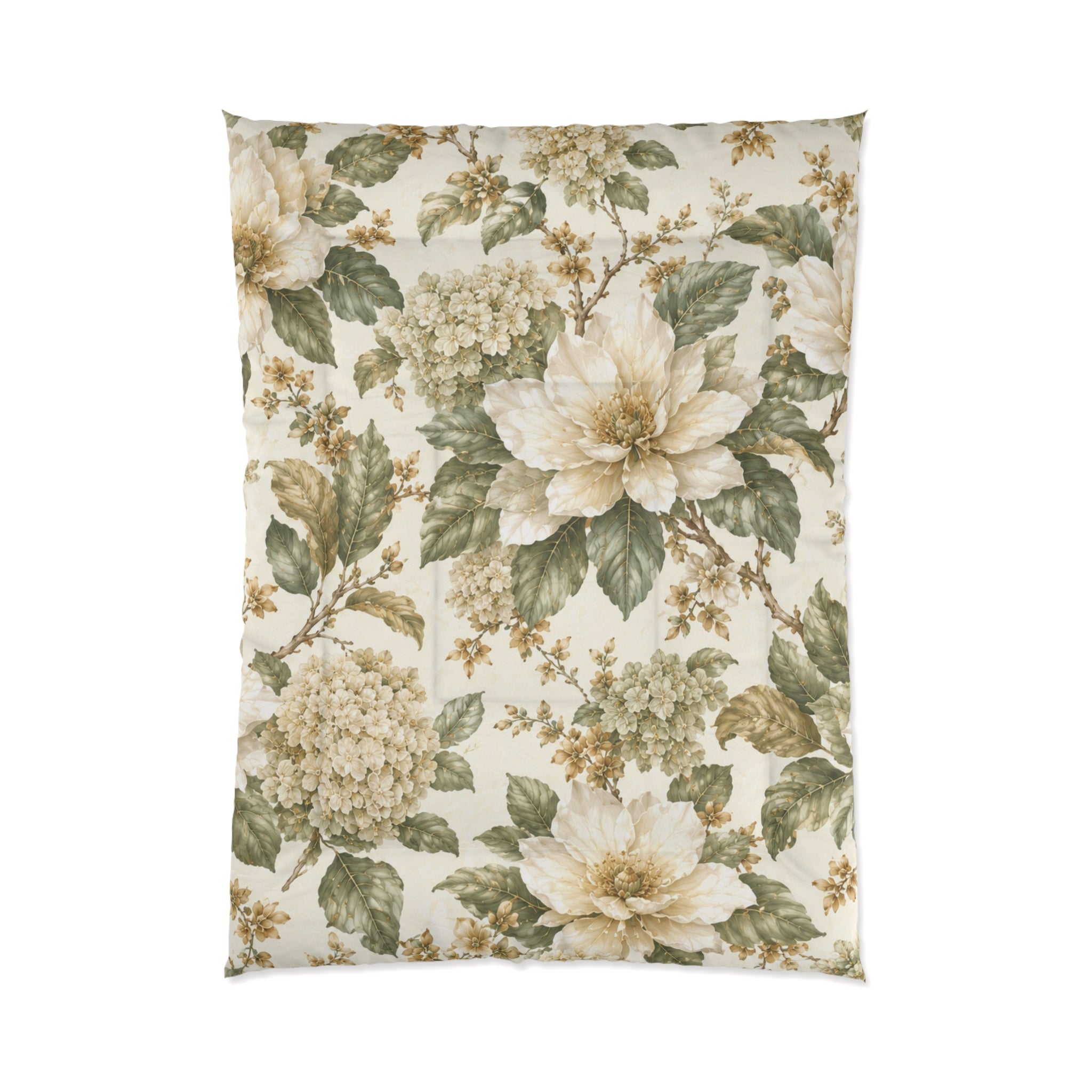 Chateaucore Ivory Sage Green Magnolia Comforter Set Floral Vintage Style Bedding Shabby Chic Victorian Queen King Twin French Romantic Bed