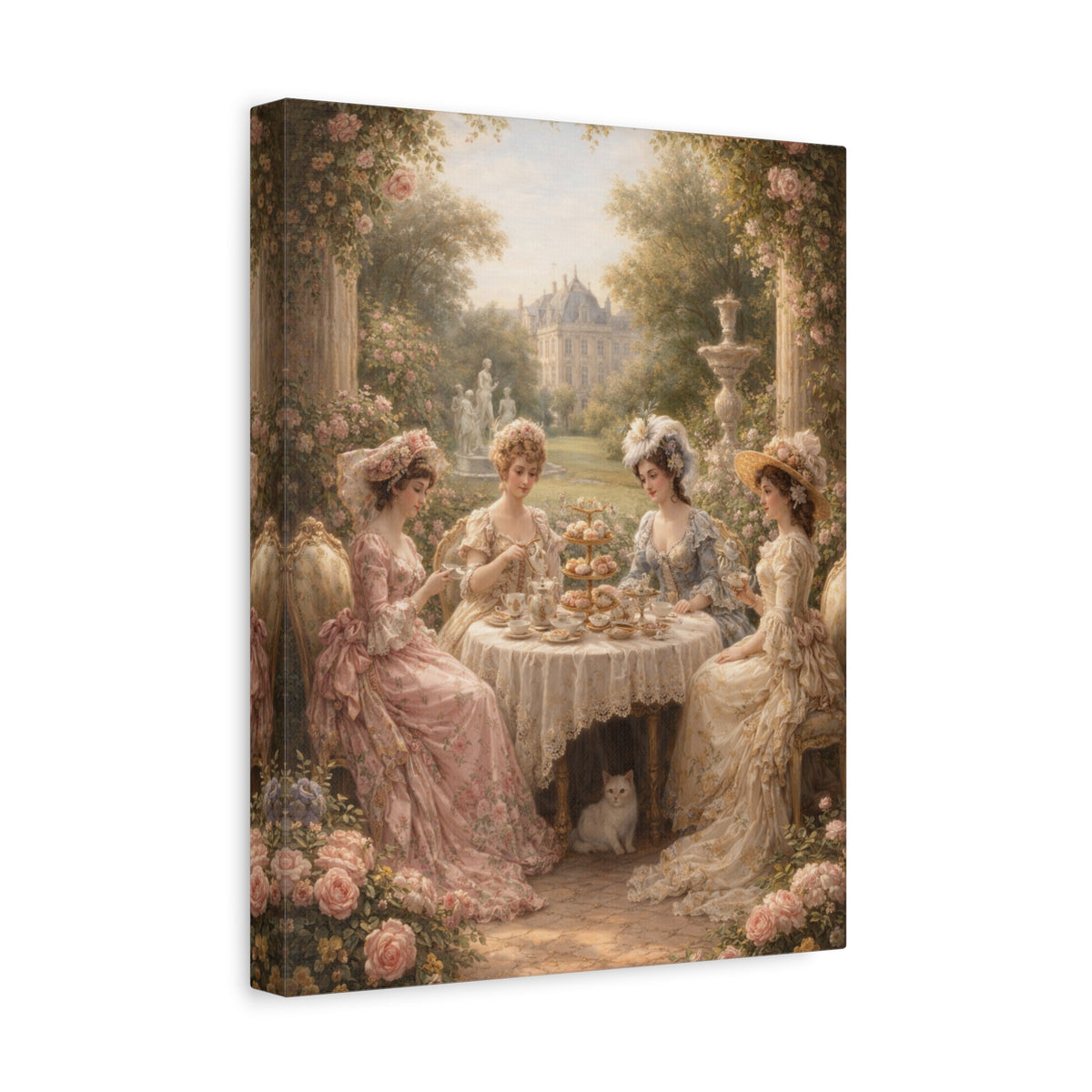 Victorian Ladies Tea Party Canvas Wall Art Print, Feminine Wall Hanging Decor, Vintage 1800's Ladies, Home Decor, Gift for Her, Elegant Art