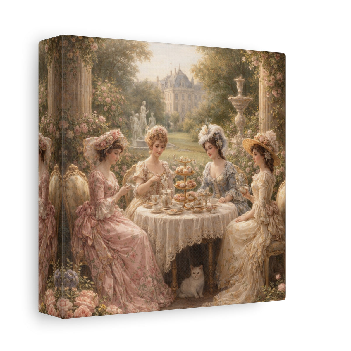 Victorian Ladies Tea Party Canvas Wall Art Print, Feminine Wall Hanging Decor, Vintage 1800's Ladies, Home Decor, Gift for Her, Elegant Art