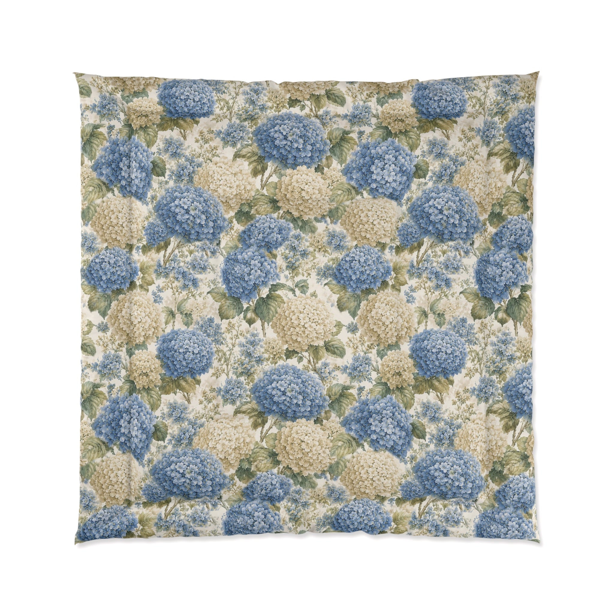 Chateaucore Dusty Blue Hydrangea Comforter Set Floral Vintage Style Bedding Shabby Chic Victorian Queen King Twin French Romantic Bed