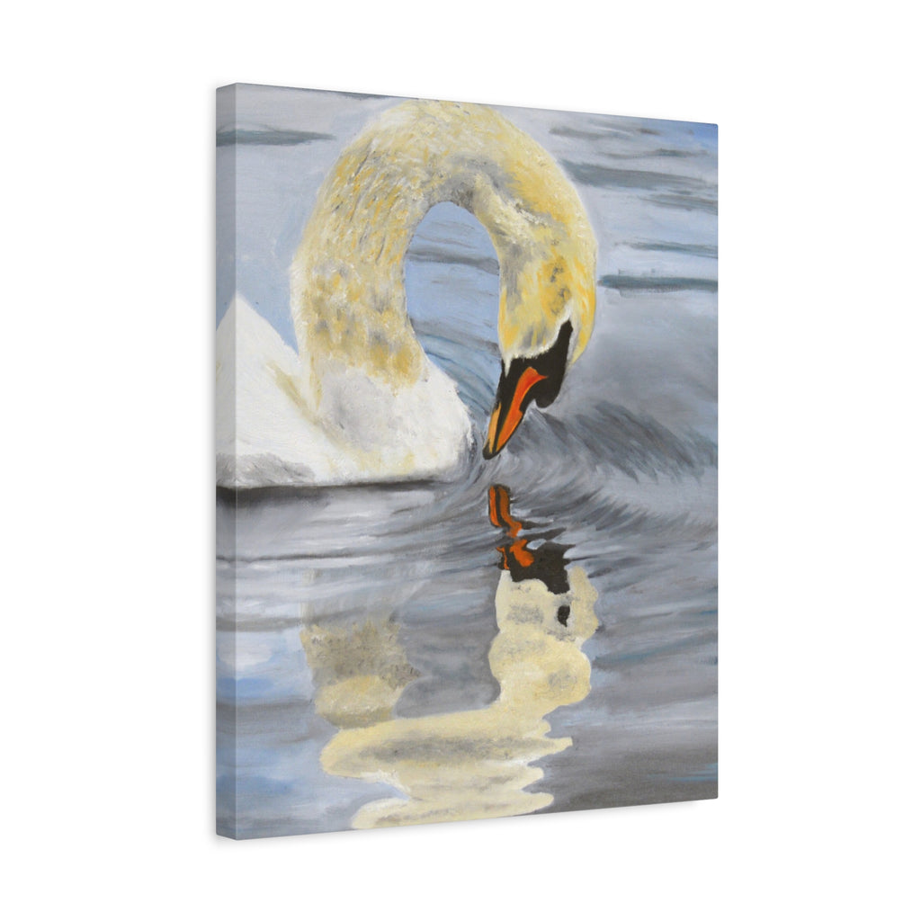 Swan Reflection Art Canvas Print, Elegant Wall Art, French Country Shabby Chic Decor, Nature Bathroom Decor, Bird Watcher Gift