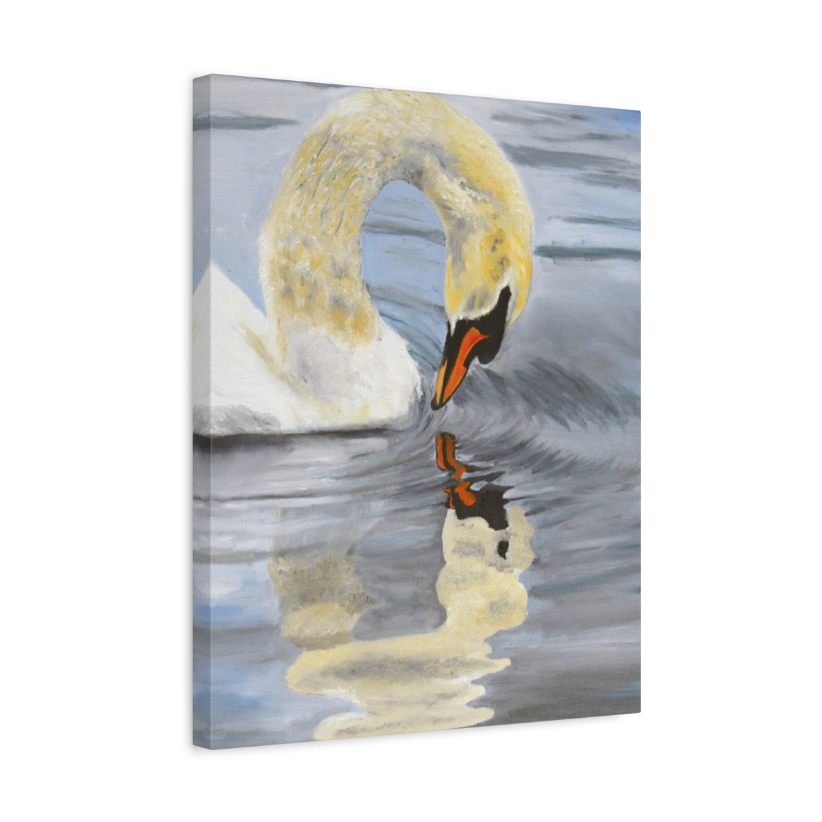 Swan Reflection Art Canvas Print, Elegant Wall Art, French Country Shabby Chic Decor, Nature Bathroom Decor, Bird Watcher Gift