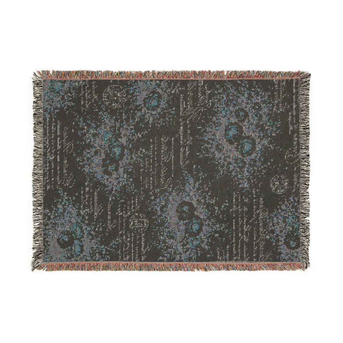 Pink Cream Roses French Script Floral Woven Throw Blanket, French Country Fringed Quilt, Victorian Shabby Chic Tapestry Decor