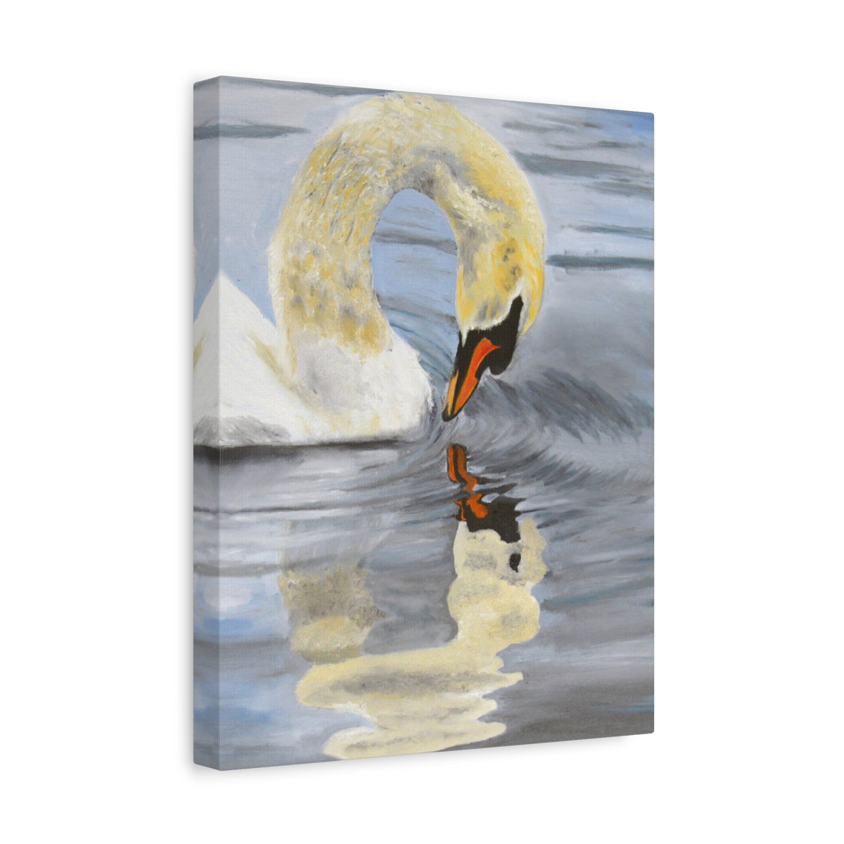 Swan Reflection Art Canvas Print, Elegant Wall Art, French Country Shabby Chic Decor, Nature Bathroom Decor, Bird Watcher Gift