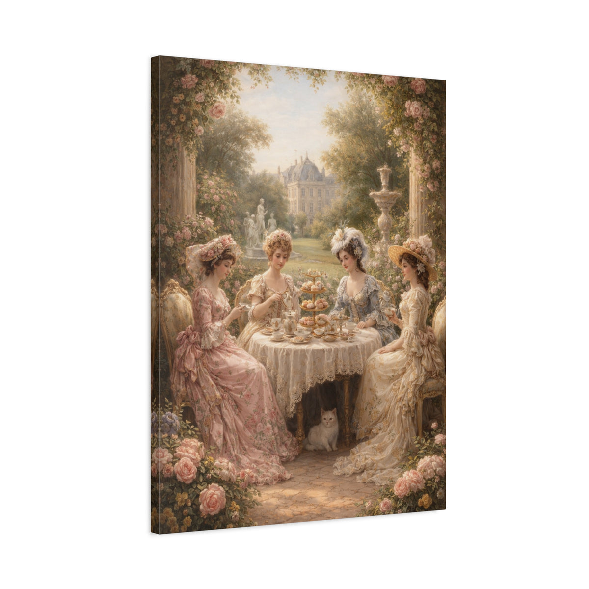 Victorian Ladies Tea Party Canvas Wall Art Print, Feminine Wall Hanging Decor, Vintage 1800's Ladies, Home Decor, Gift for Her, Elegant Art