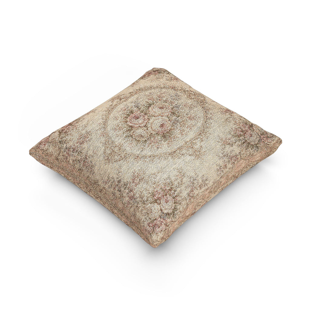 French Aubusson Floral Woven Tapestry Pillow and Cover, Victorian Floral Shabby Chic Accent, Rose Peonies Decorative Textured Antique Style Cushion