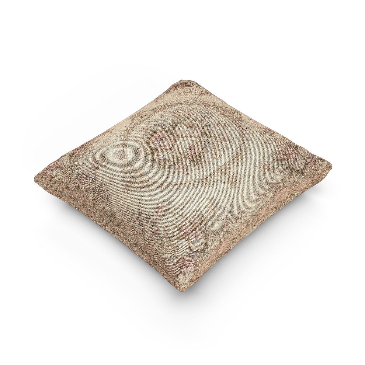 French Aubusson Floral Woven Tapestry Pillow and Cover, Victorian Floral Shabby Chic Accent, Rose Peonies Decorative Textured Antique Style Cushion