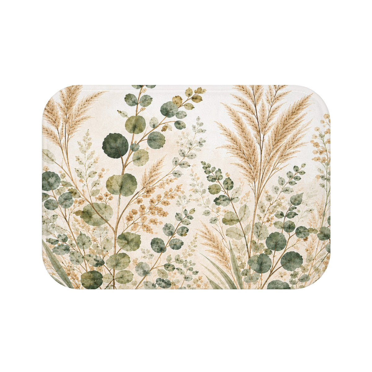 Eucalyptus and Pampas Grass Spa Memory Foam Small Large Bathmat Green Tan Bathroom Bath Mat Kitchen Makeover Decor
