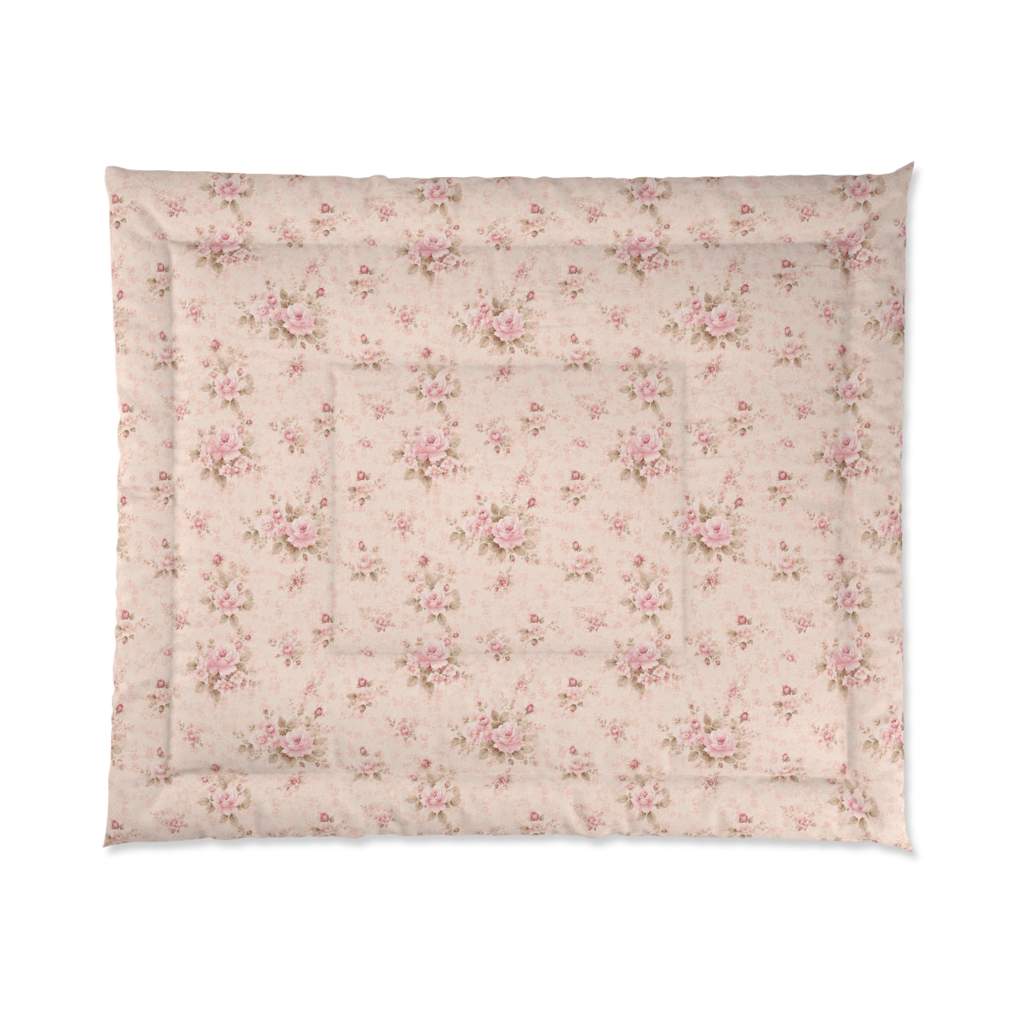 Chateaucore Pink Rose Bunches Comforter Set Floral French Country Bedding Shabby Chic Romantic Victorian Queen King Twin Size