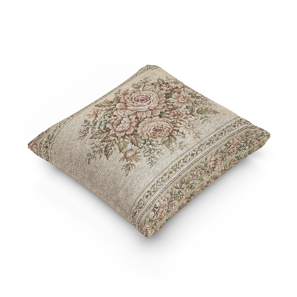 Antique Style Rose Woven Pillow and Cover, Vintage French Country Throw Pillow, Victorian Gift for Wedding Housewarming, Chateaucore Layering Decor