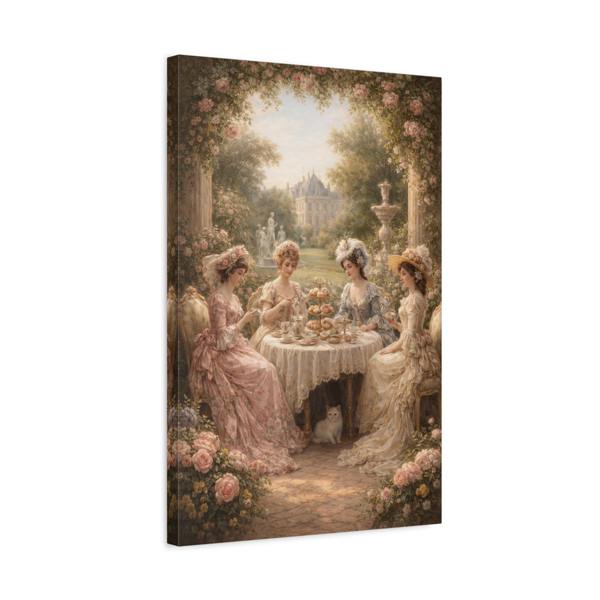 Victorian Ladies Tea Party Canvas Wall Art Print, Feminine Wall Hanging Decor, Vintage 1800's Ladies, Home Decor, Gift for Her, Elegant Art