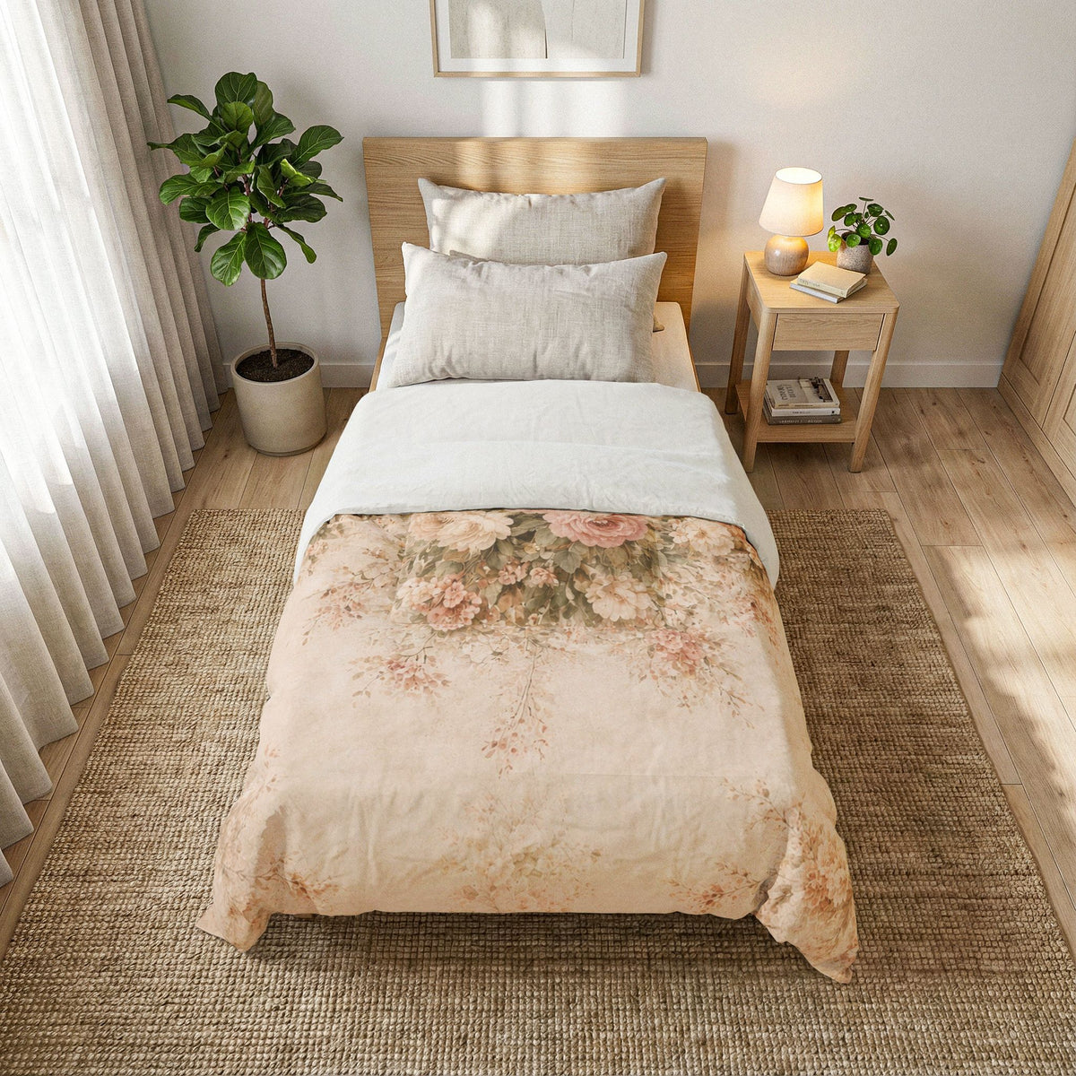 Pink Rose Peony Comforter or Duvet Cover Set, French Country Chateaucore Bedding – Romantic Floral Bedspread
