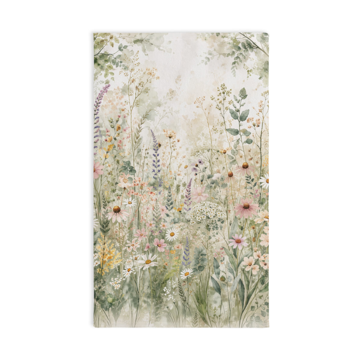 Watercolor Wildflower Garden Hand Towel, French Country Botanical Floral Towel, Shabby Chic Cottagecore Meadow Bathroom Decor