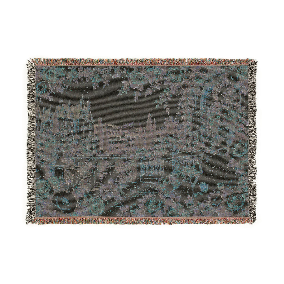 Love Letter Chateau Roses Woven Blanket – Vintage French Floral Tapestry Throw, Romantic Cottagecore Decor