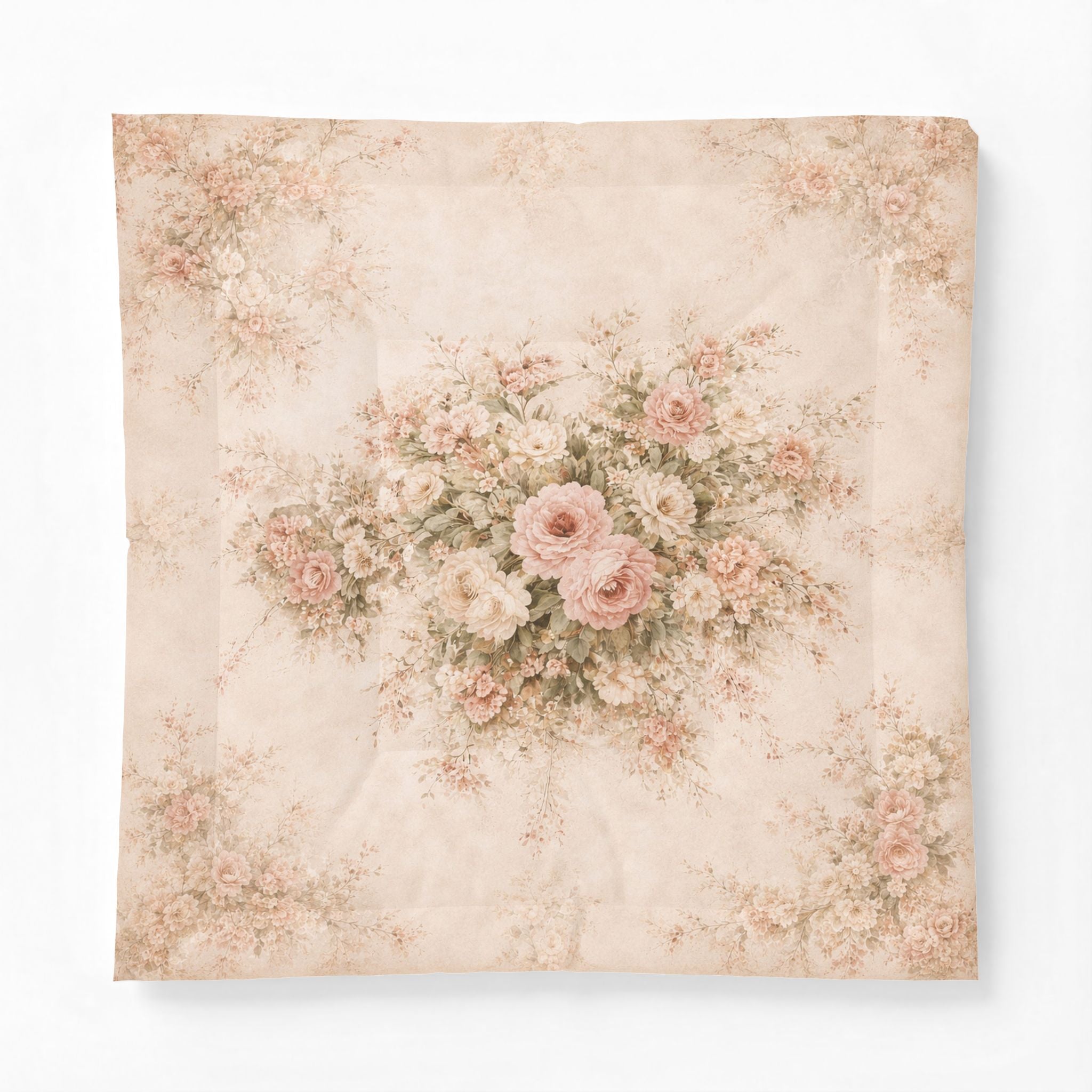 Cotton Chateaucore Soft Rose Bouquet 100% Cotton Comforter | Shabby Chic French Country Pink Peonies Roses Medallion