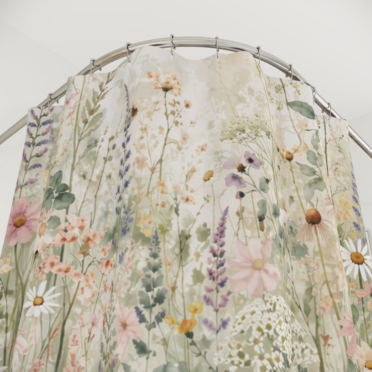 Wildflowers Colorful Fabric Shower Curtain Towel Bathmat Set Forest Bathroom Decor Bundle Interior Design Luxury Water Resistant Accessory