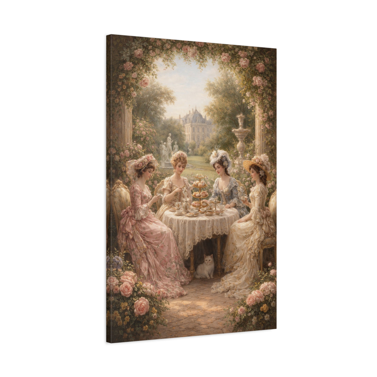 Victorian Ladies Tea Party Canvas Wall Art Print, Feminine Wall Hanging Decor, Vintage 1800's Ladies, Home Decor, Gift for Her, Elegant Art