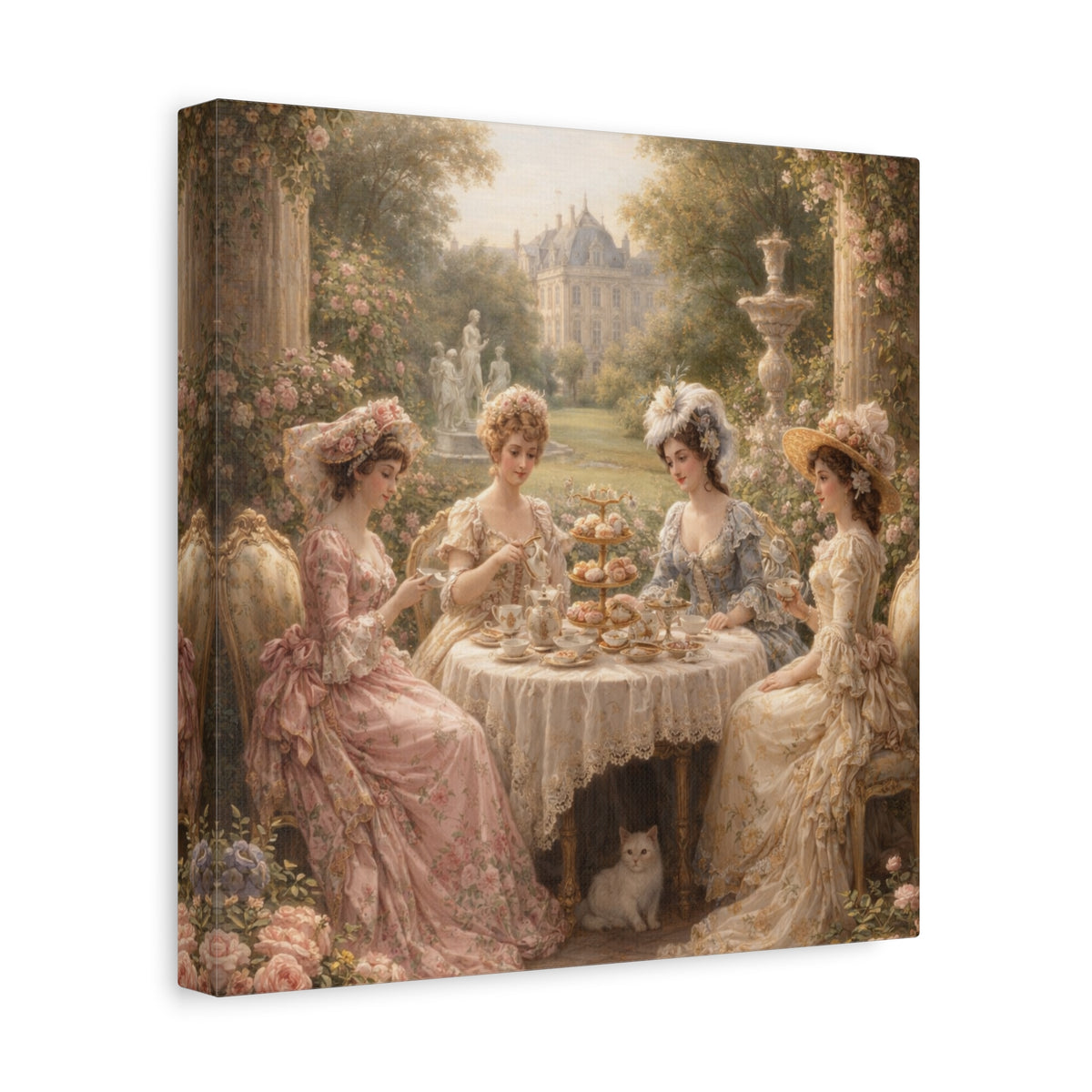 Victorian Ladies Tea Party Canvas Wall Art Print, Feminine Wall Hanging Decor, Vintage 1800's Ladies, Home Decor, Gift for Her, Elegant Art