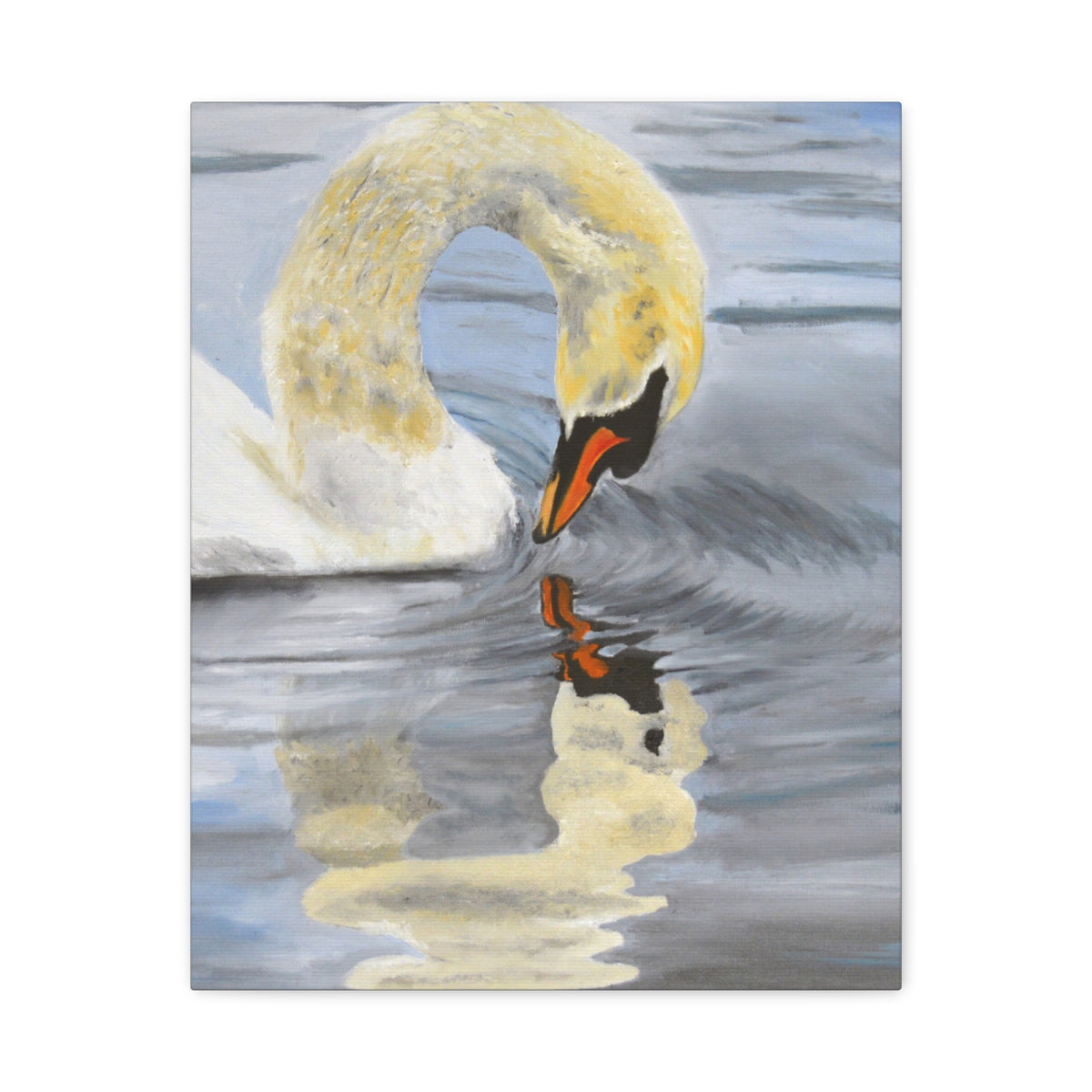 Swan Reflection Art Canvas Print, Elegant Wall Art, French Country Shabby Chic Decor, Nature Bathroom Decor, Bird Watcher Gift