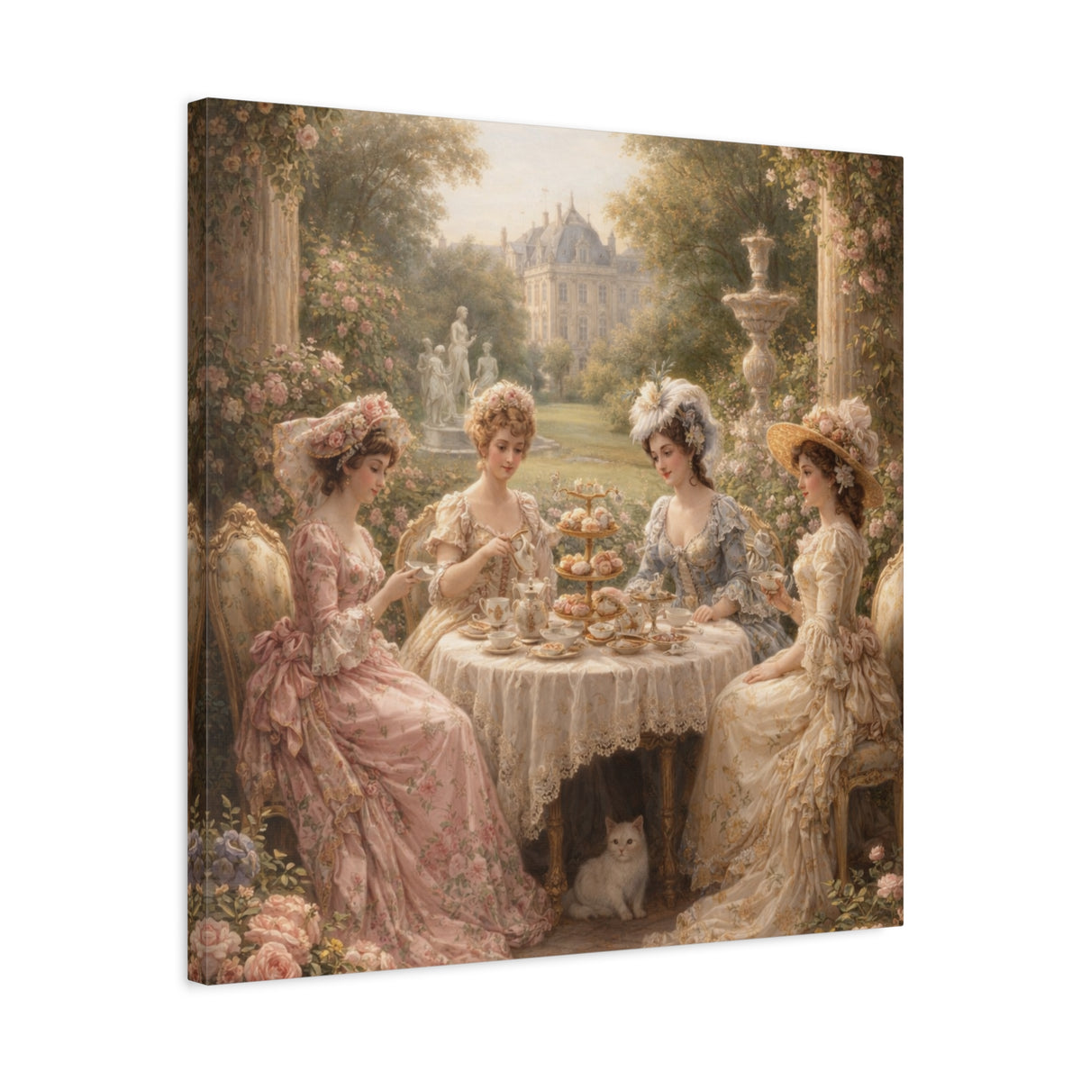 Victorian Ladies Tea Party Canvas Wall Art Print, Feminine Wall Hanging Decor, Vintage 1800's Ladies, Home Decor, Gift for Her, Elegant Art