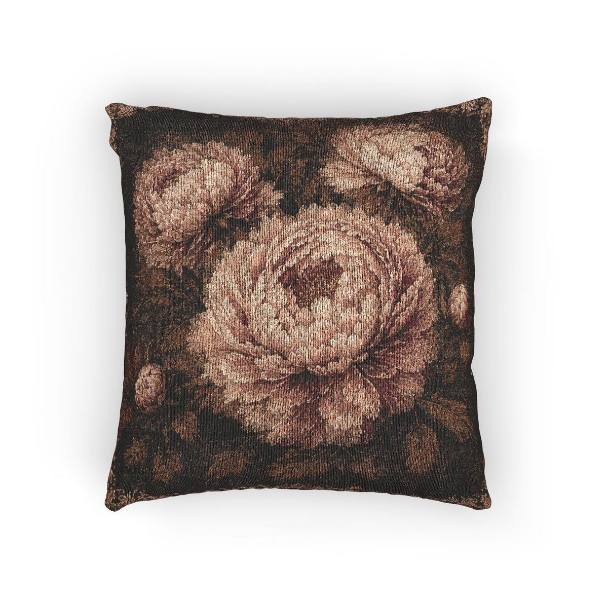Antique Style Peonies Woven Pillow and Cover, Vintage French Country Throw Pillow, Shabby Chic Hostess Bridal Gift, Chateaucore Layering Cushion Decor
