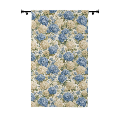 Blue Cream Hydrangea Black Out Long Curtains, French Country Floral Window Panels, Cottagecore Botanical Drapes, Chateaucore Farmhouse Decor