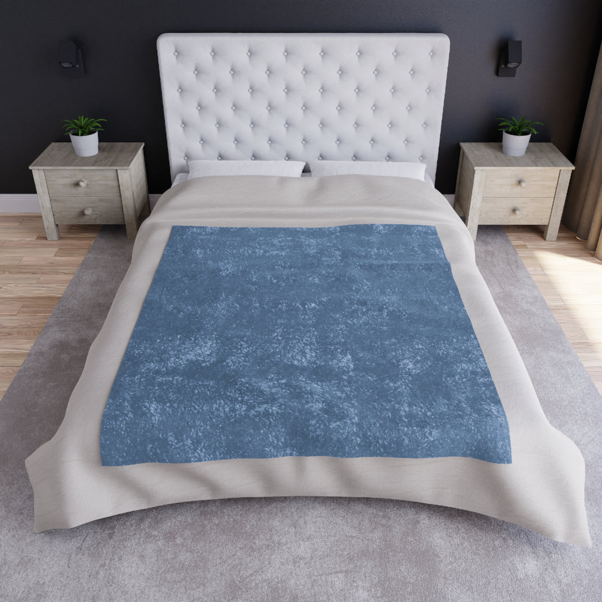 Dusty Blue Crushed Velvet Throw Blanket – French Country Chateaucore Luxury Sofa Chair Blanket, Soft Elegant Home Decor