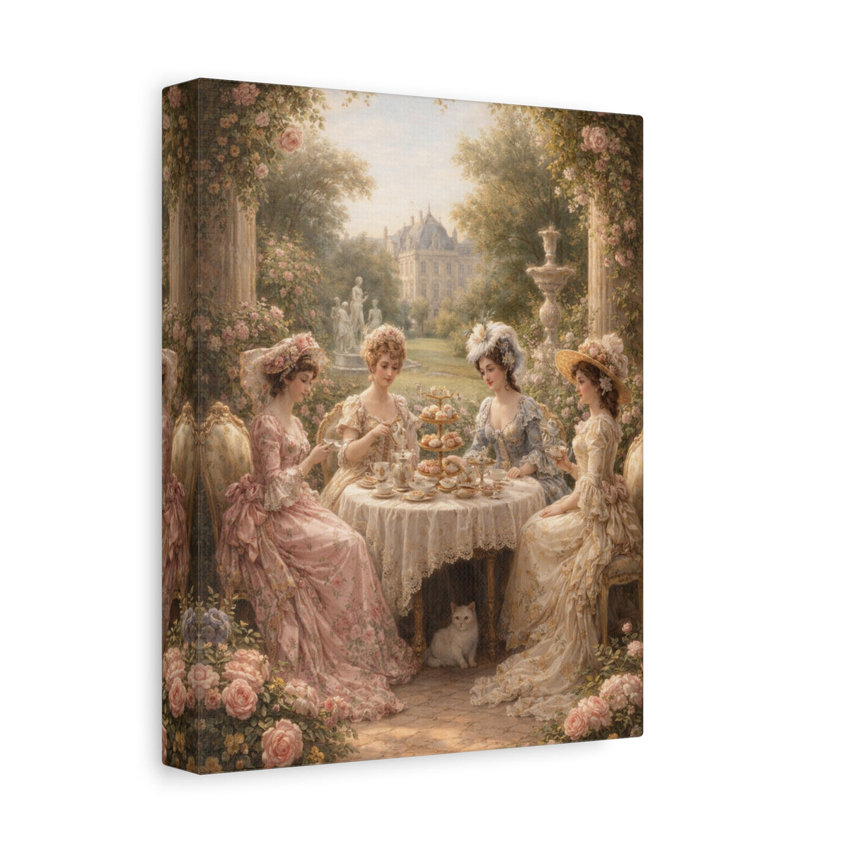 Victorian Ladies Tea Party Canvas Wall Art Print, Feminine Wall Hanging Decor, Vintage 1800's Ladies, Home Decor, Gift for Her, Elegant Art