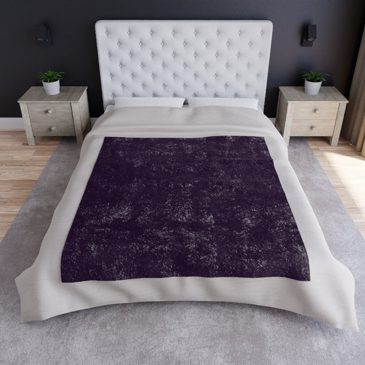 Deep Dark Purple Crushed Velvet Throw Blanket | Layering Royal Rococo Accent, Shabby Chic Decor, Romantic Chateaucore Wedding Home Gift