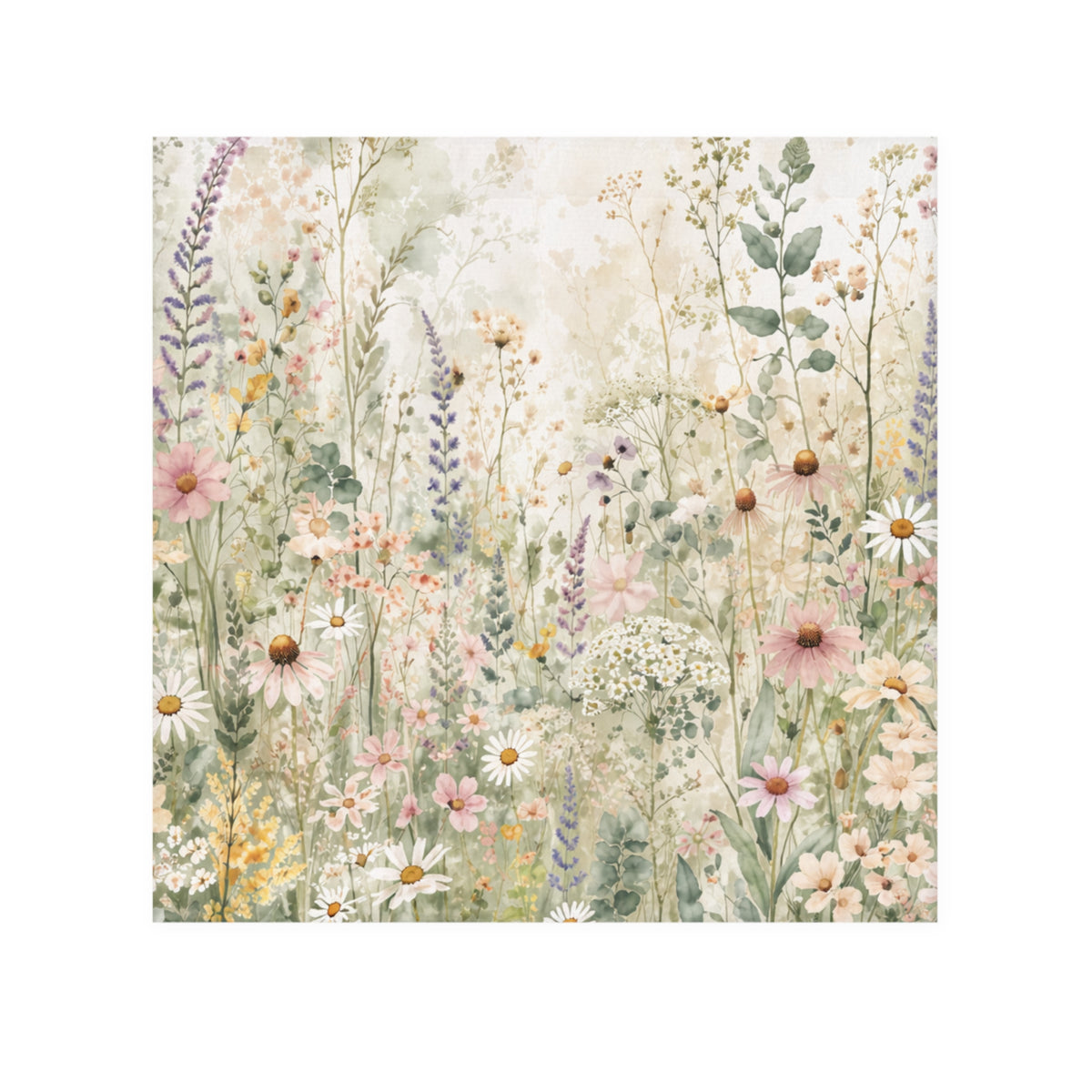 Watercolor Wildflower Meadow Washcloth, French Country Botanical Face Towel, Shabby Chic Cottagecore Floral Garden Bathroom Decor