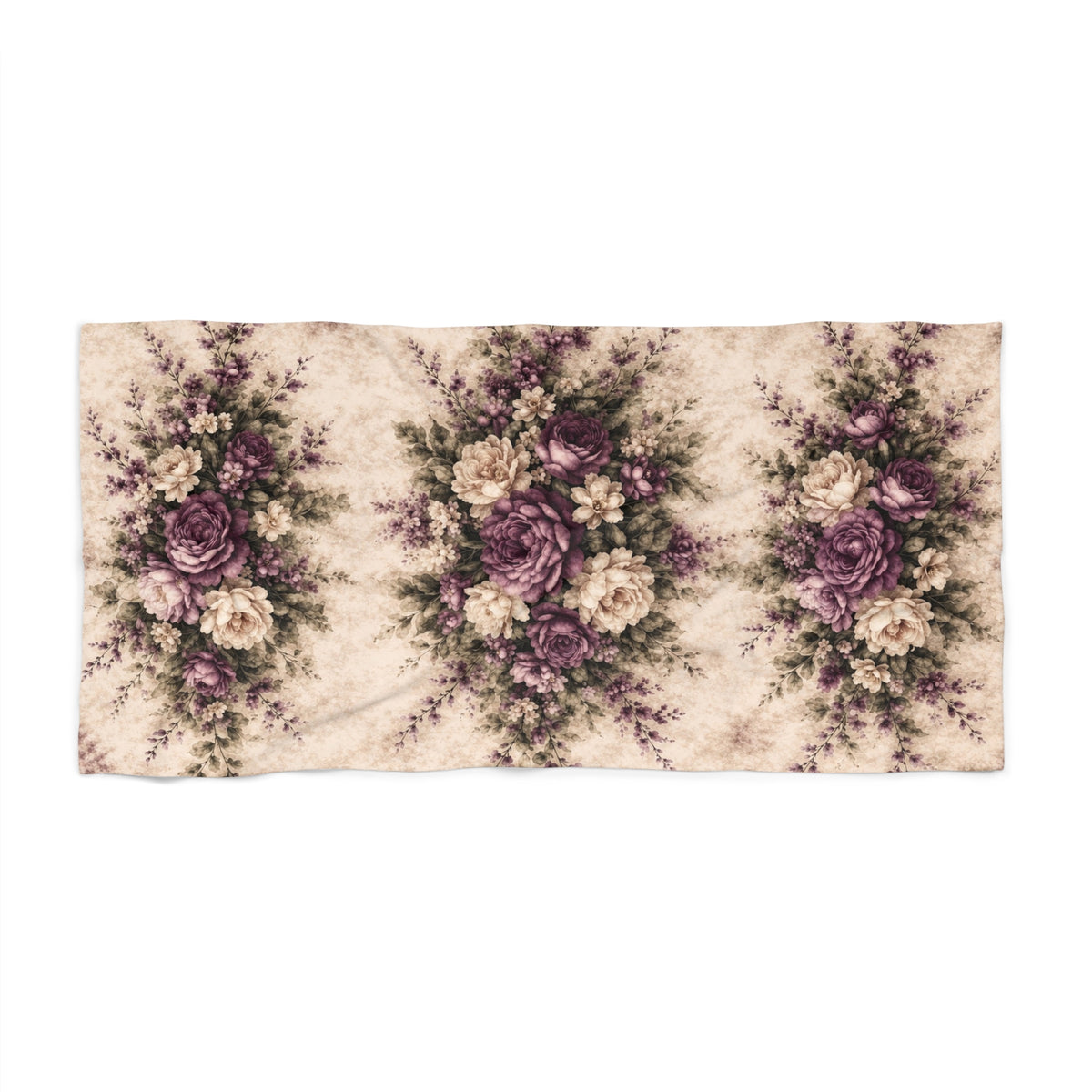 Vintage Muted Plum 3-Piece Rose Garden Towel Set