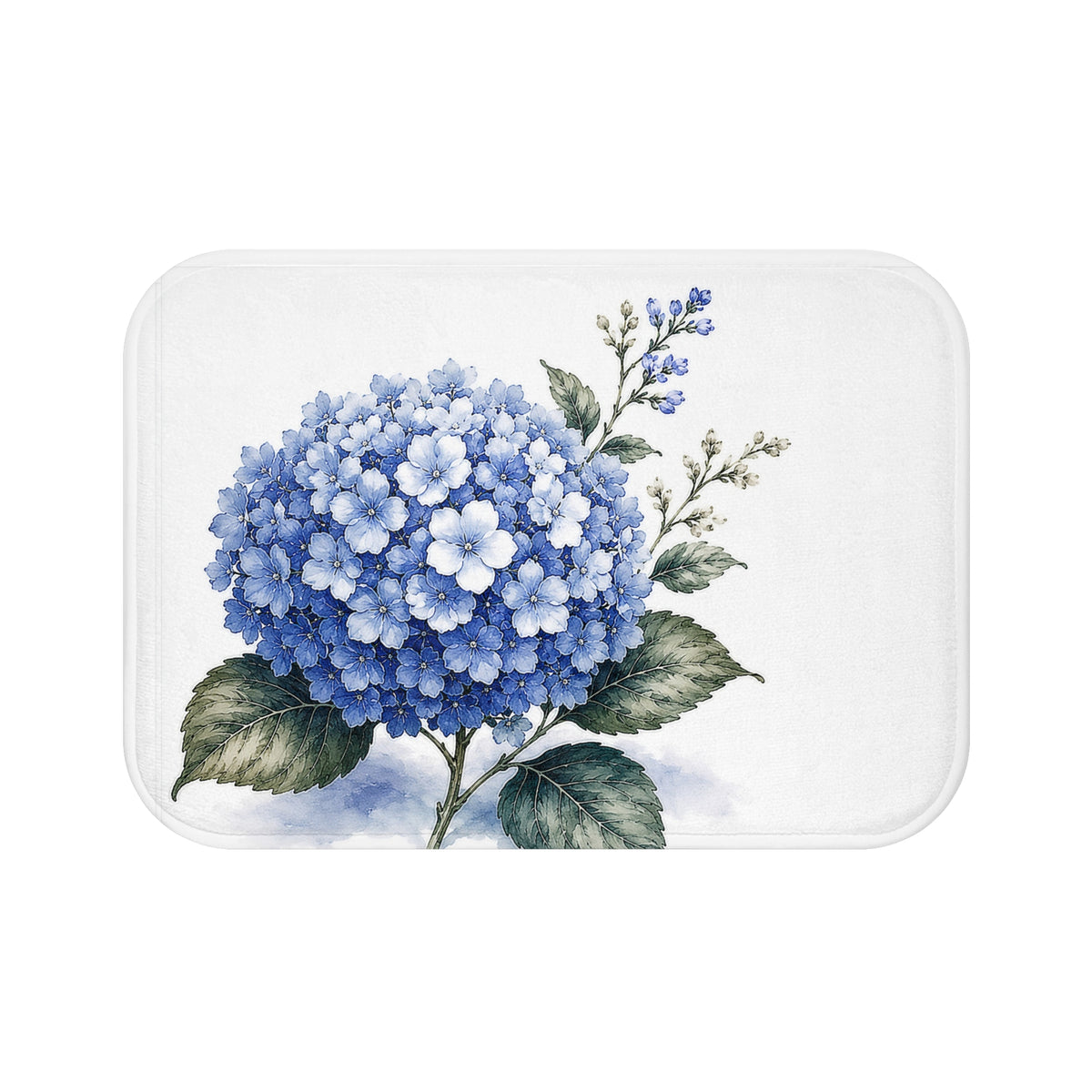Blue Hydrangea Memory Foam Bathmat, Vintage Chateaucore Floral Bathroom Rug, French Country Soft Cushioned Non-Slip Shabby Chic Decor