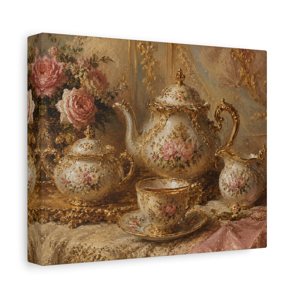 Rococo Tea Set Canvas Wall Art Print, Feminine Wall Hanging Decor, Mary Antoinette Royalty, Home Decor, Dining Room Elegant Art, Home Gift