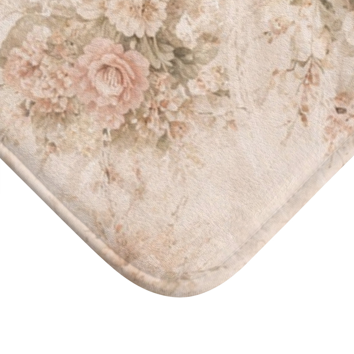 Blush Rose Garden Memory Foam Bathmat – Vintage French Country Floral, Shabby Chic Romantic Chateaucore Bathroom Decor