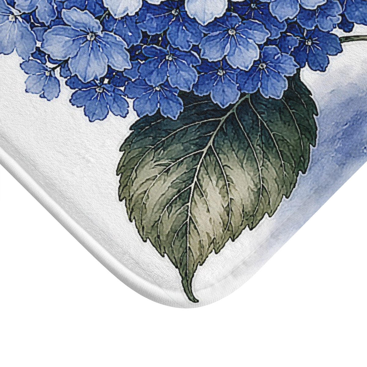 Blue Hydrangea Memory Foam Bathmat, Vintage Chateaucore Floral Bathroom Rug, French Country Soft Cushioned Non-Slip Shabby Chic Decor
