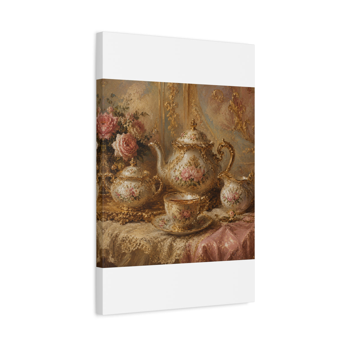 Rococo Tea Set Canvas Wall Art Print, Feminine Wall Hanging Decor, Mary Antoinette Royalty, Home Decor, Dining Room Elegant Art, Home Gift