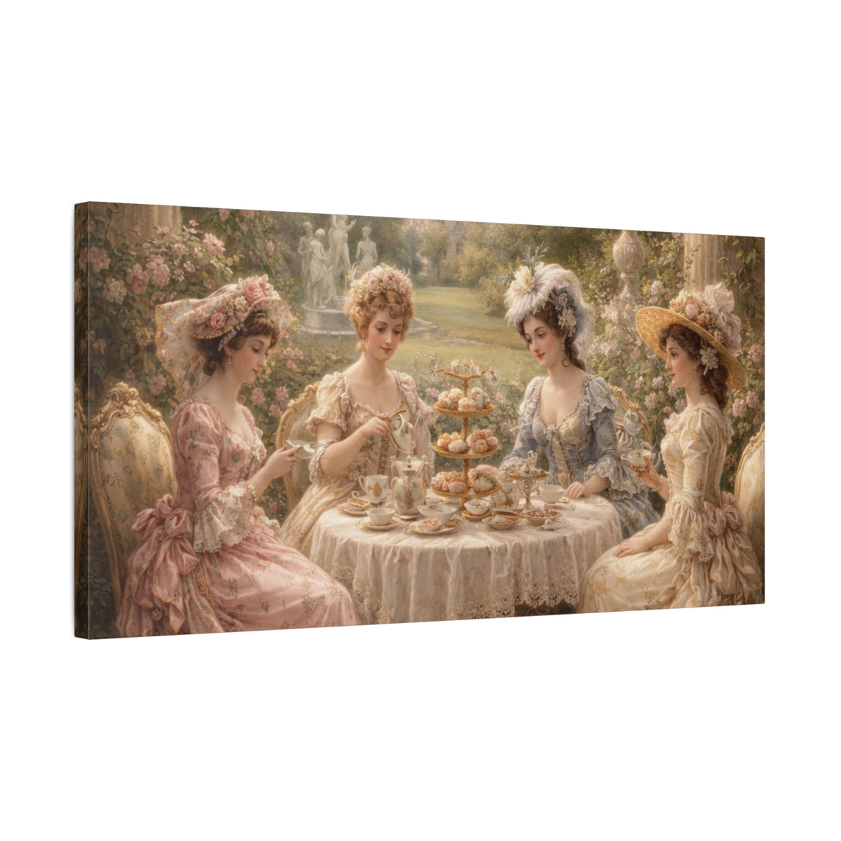 Victorian Ladies Tea Party Canvas Wall Art Print, Feminine Wall Hanging Decor, Vintage 1800's Ladies, Home Decor, Gift for Her, Elegant Art