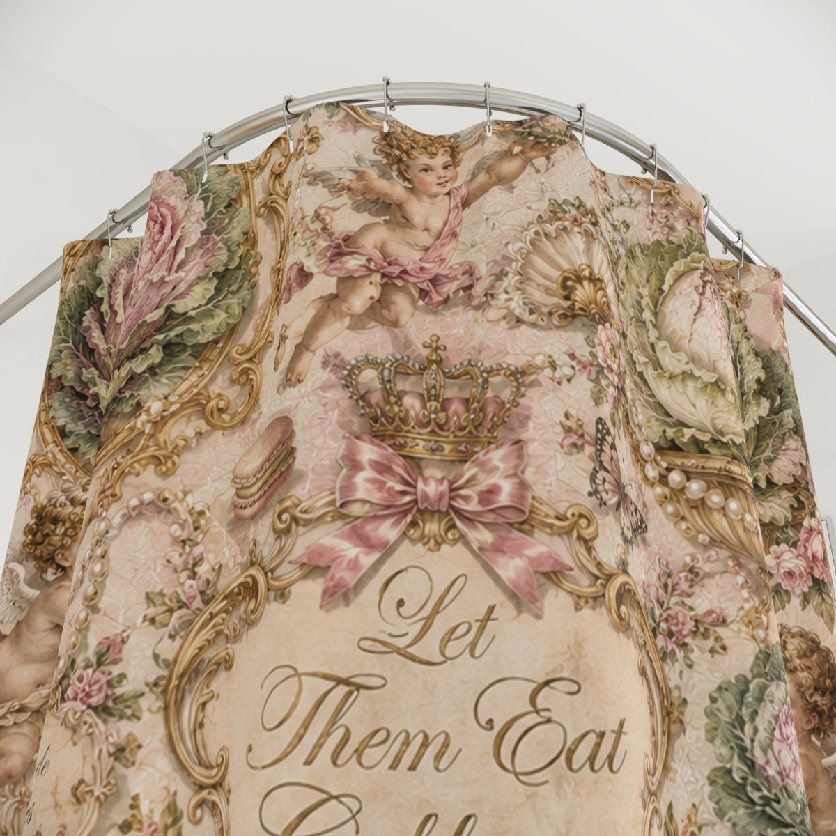 Let Them Eat Cabbage Shower Fabric Curtain | Rococo Coquette Bathroom Decor | Marie Antoinette French Palace Bath | Whimsical Maximalist