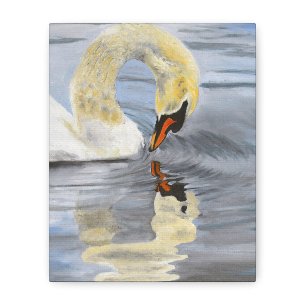 Swan Reflection Art Canvas Print, Elegant Wall Art, French Country Shabby Chic Decor, Nature Bathroom Decor, Bird Watcher Gift