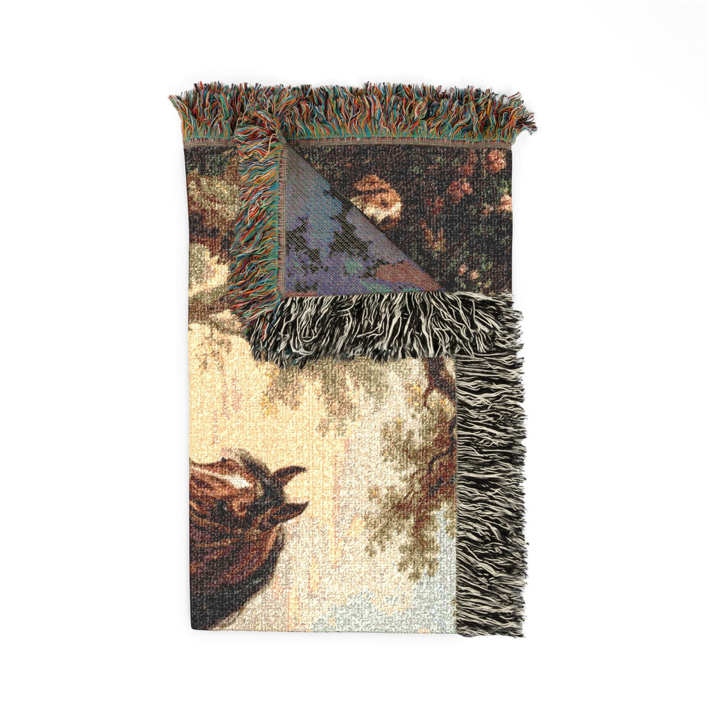 The Chateau Equestrian Hunt Woven Tapestry Blanket – Victorian Horseback Riding Scene, French Country Wall Hanging, English Manor & Grandmillennial Decor